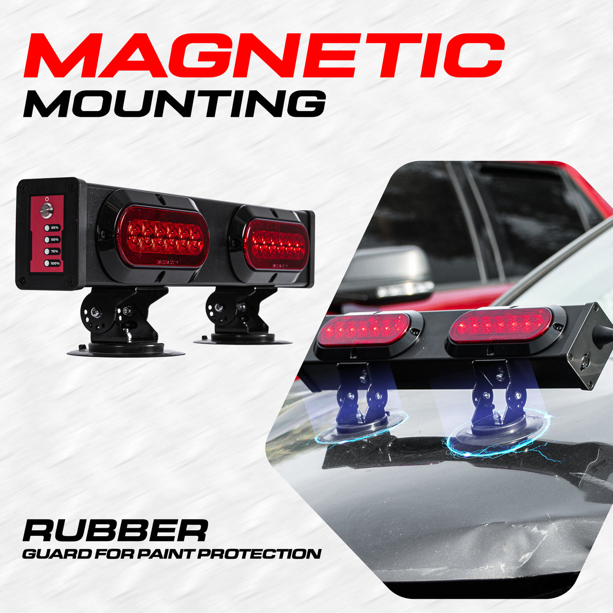 PartsMT 20" Wireless Pivot Tow Double Light Bar | Ultra Bright LED | Multi Functional Signal Lights | Sturdy Magnetic Mount | 4 Pin Flat Connection