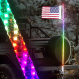 Truck Flag Swirl LED Pole + Hitch Mount - Waterproof, Remote, 60 + Functions LED Light