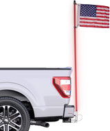 Truck Flag Pole 5' foot + Hitch Mount - Waterproof, Remote, 22 Functions LED Light