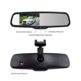 PartsMT 10.5" OEM Rear View Mirror with 4.3" LCD Screen + Compass & Temperature | Rearview Universal Fit Mount | Auto Adjusting Brightness LCD | Anti Glare | Full Original Mirror Replacement