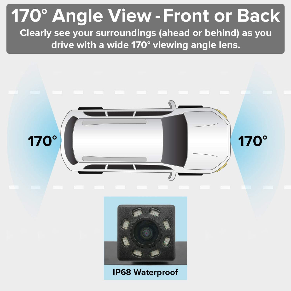 PartsMT 10.5" OEM Rear View Mirror with 4.3" LCD Screen + Wireless Transmitter & 170° LED Backup Camera | Universal Rearview | Auto Adjusting Brightness LCD | Anti Glare | Full Replacement