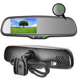 PartsMT 10.5" OEM Rear View Mirror with 4.3" LCD Screen + Compass & Temperature | Rearview Universal Fit Mount | Auto Adjusting Brightness LCD | Anti Glare | Full Original Mirror Replacement