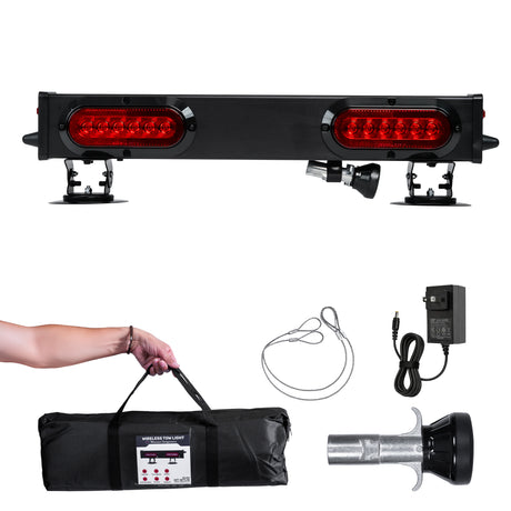 PartsMT 24" Wireless Tow Double Light Bar | Choice of 4 Pin Round, 4 Pin Flat, or 7 Pin Blade with Reverse