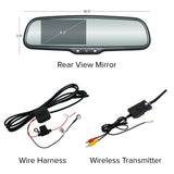 PartsMT 10.5" OEM Rear View Mirror with 4.3" LCD Screen and Wireless Transmitter | Rearview Universal Fit | Auto Adjusting Brightness LCD | Anti Glare | Full Mirror Replacement