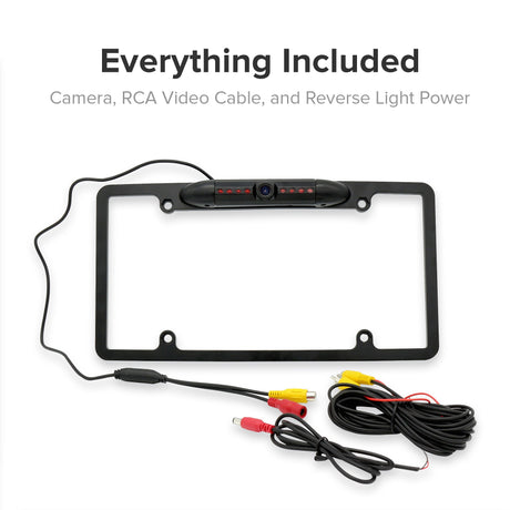 License Plate Frame Front or Backup Camera with 8 IR LED Night Vision, Metal Construction, 170° Wide Angle Camera, Waterproof