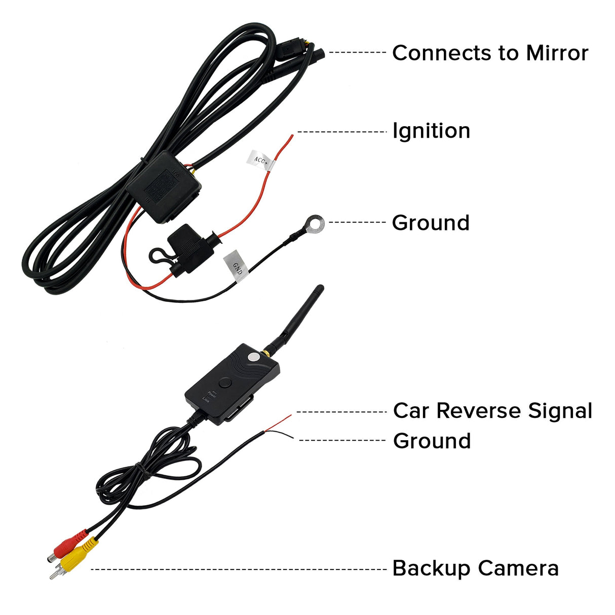 PartsMT 10.5" OEM Rear View Mirror with 4.3" LCD Screen and Wireless Transmitter | Rearview Universal Fit | Auto Adjusting Brightness LCD | Anti Glare | Full Mirror Replacement