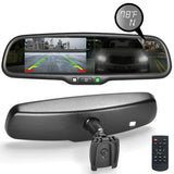 PartsMT 10.5" OEM Rear View Mirror with 4.3" LCD Screen + Dimming + Adjustable Guide Lines + Compass & Temperature | Rearview Universal Fit | Auto Adjusting Brightness LCD | Anti Glare | Original Mirror Replacement