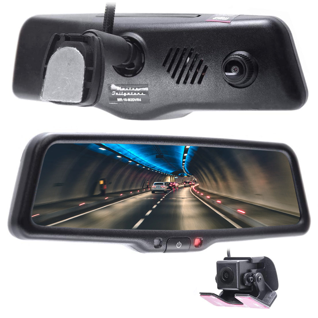 PartsMT 10" OEM Rear View Mirror Dash Cam with 10" LCD Screen | Rearview Universal Fit | 1080p 30fps HD DVR | Dual Way Video Recorder with WiFi | Anti Glare | 1080p Backup Camera Included