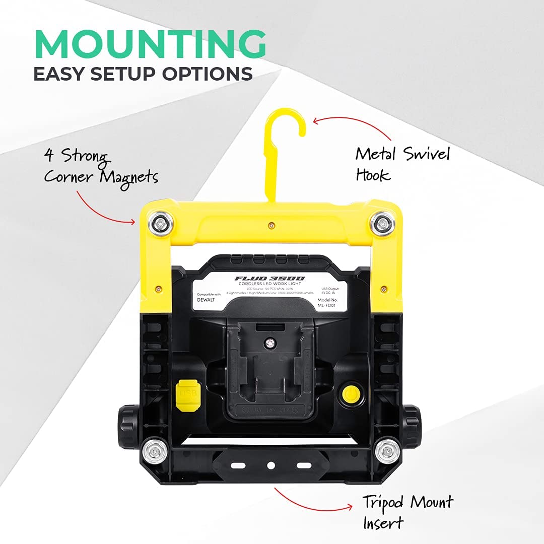 LED Work Flood Light Compatible for Bosch Battery