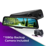 PartsMT 10" OEM Rear View Mirror Dash Cam with 10" LCD Screen | Rearview Universal Fit | 1080p 30fps HD DVR | Dual Way Video Recorder with WiFi | Anti Glare | 1080p Backup Camera Included