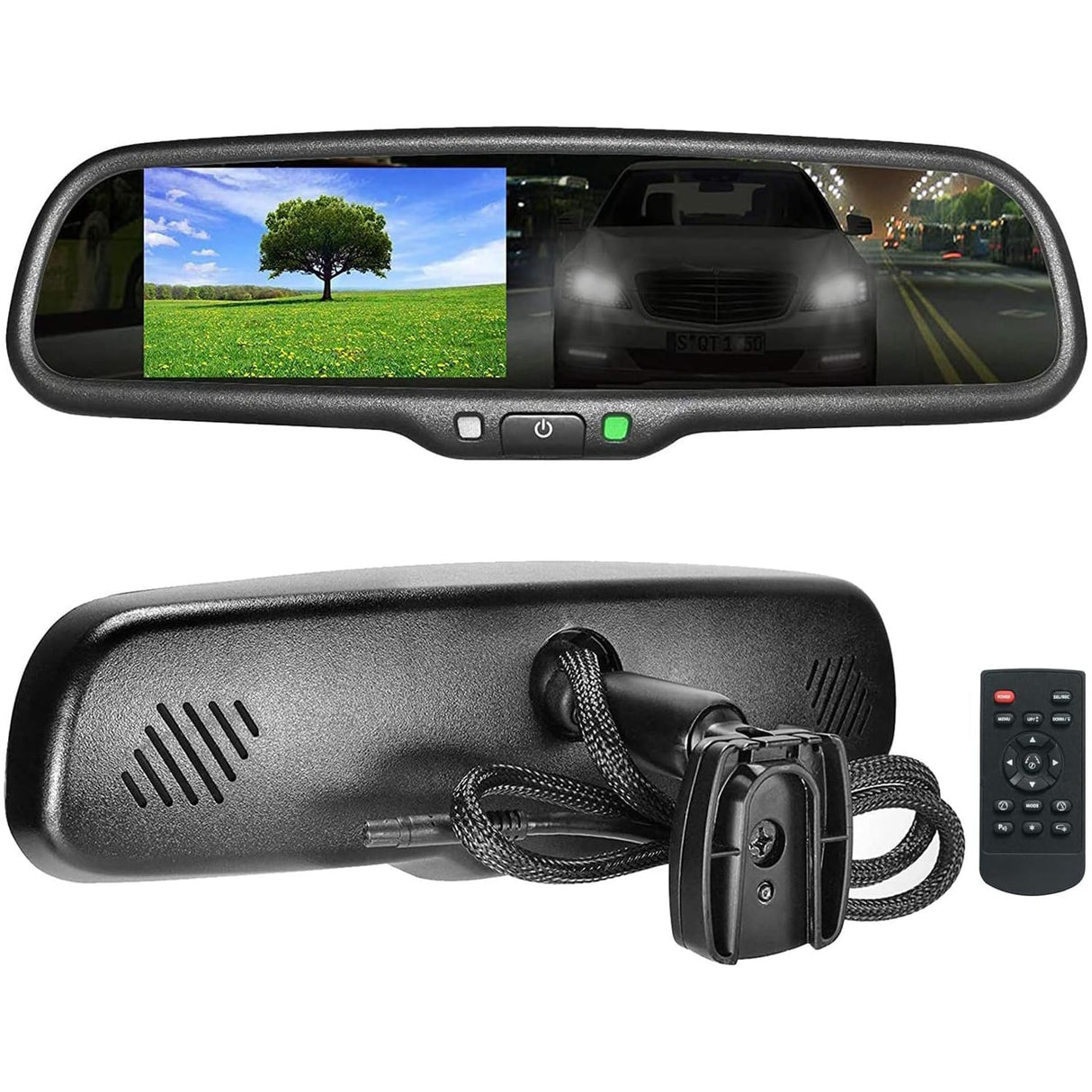 PartsMT 10.5" OEM Rear View Mirror with 4.3" LCD Screen + Auto Dimming Mirror | Ultra Bright | Rearview Universal Fit | Auto Adjusting Brightness LCD | Anti Glare | Full Mirror Replacement