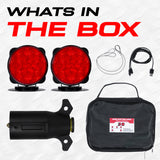 PartsMT Wireless Pivot Tow Lights with Battery | Multi Functional Signal Lights | Sturdy Magnetic Mount | 7 Pin Blade Round Adapter Connection w/USB | Reverse Lights Function