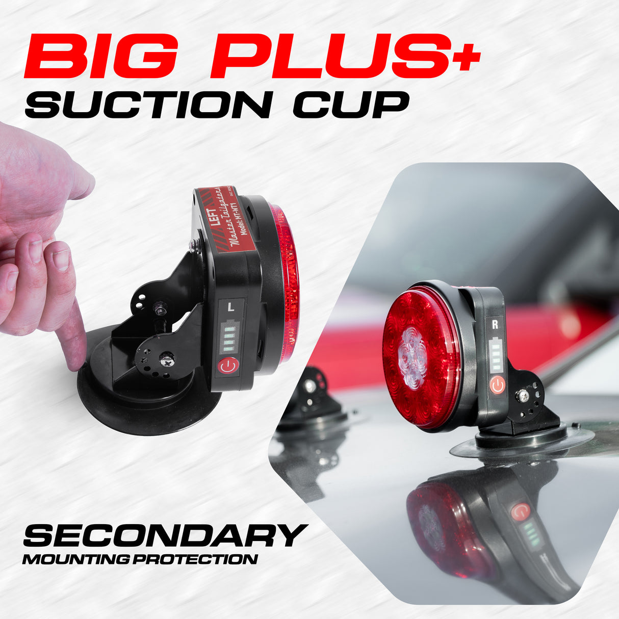 PartsMT Wireless Pivot Tow Lights with Battery | Multi Functional Signal Lights | Sturdy Magnetic Mount | 7 Pin Blade Round Adapter Connection w/USB | Reverse Lights Function