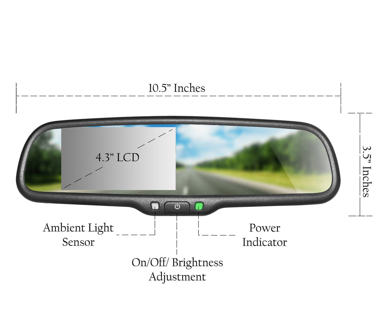 Master Tailgaters Rear View Mirror with 4.3" Auto Adjusting Brightness LCD - Master Tailgaters