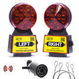 Wireless Trailer Tow Lights - Magnetic Mount - 65 Feet Range - 4 Pin Round, 4 Pin Flat, or 7 Pin with Reverse Connection